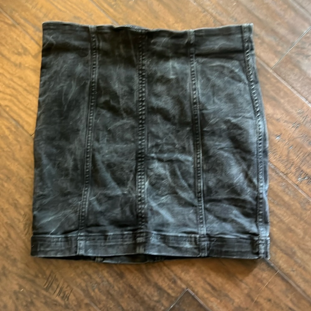 Free People Black Distressed Denim Skirt 12 GUC